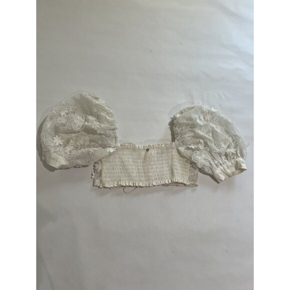 For Love & Lemons Crochet Daisy Crop Top in Ivory - Picture 4 of 5